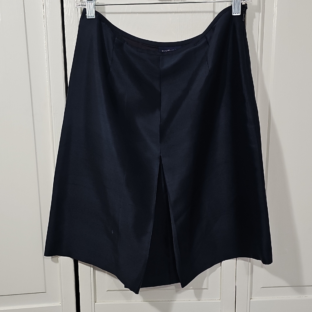 Ann Taylor Asymmetrical Black Skirt Side Zipper.
